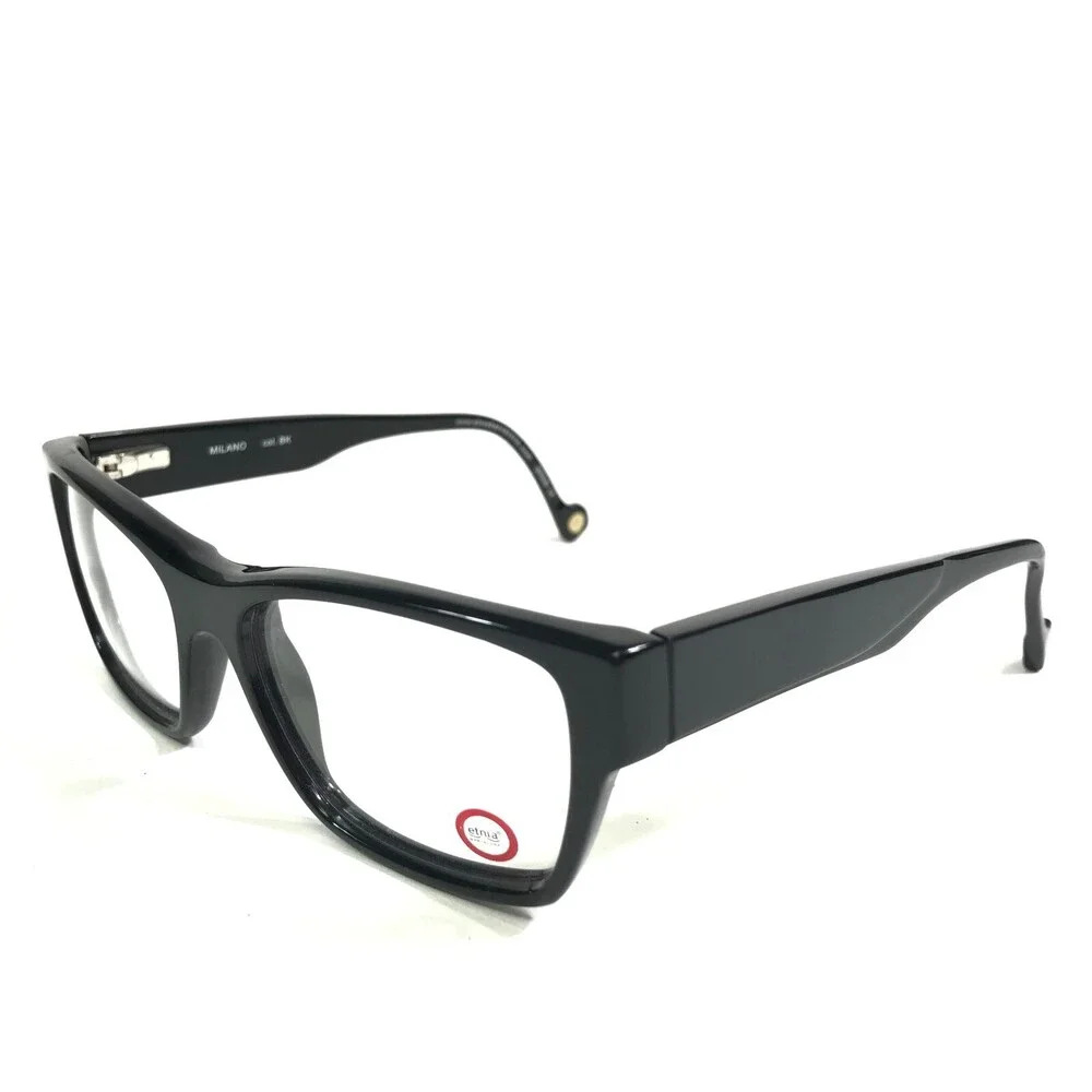 Etnia Eyeglasses Frames MILANO col. BK Shiny Black Square Full Rim 51.5-16-140